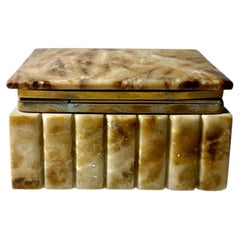 1940s Italian Fluted Alabaster Jewelry Box