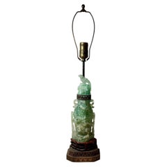 Antique Chinese Carved Quartz Figural Lamp