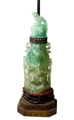 Antique Chinese Carved Quartz Figural Lamp