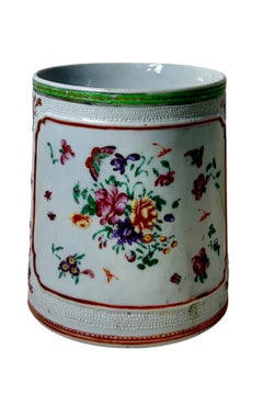 18th Century Chinese Export Famille Rose Chicken Skin Porcelain Tankard