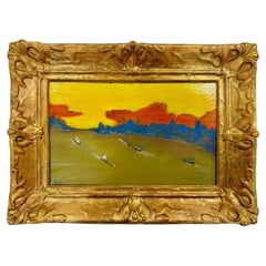 1980s Abraham Pariente The Bosphorus And Istanbul Oil On Board Painting