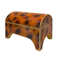 Scatola decorativa vintage di Maitland Smith in finto guscio di tartaruga e ottone