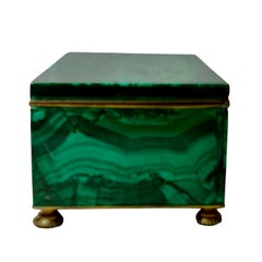 Scatola decorativa del XIX secolo in malachite e ottone