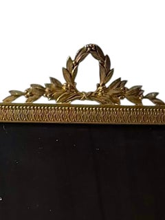 Marco de fotos francés de bronce dorado de finales del siglo XIX con corona de laurel