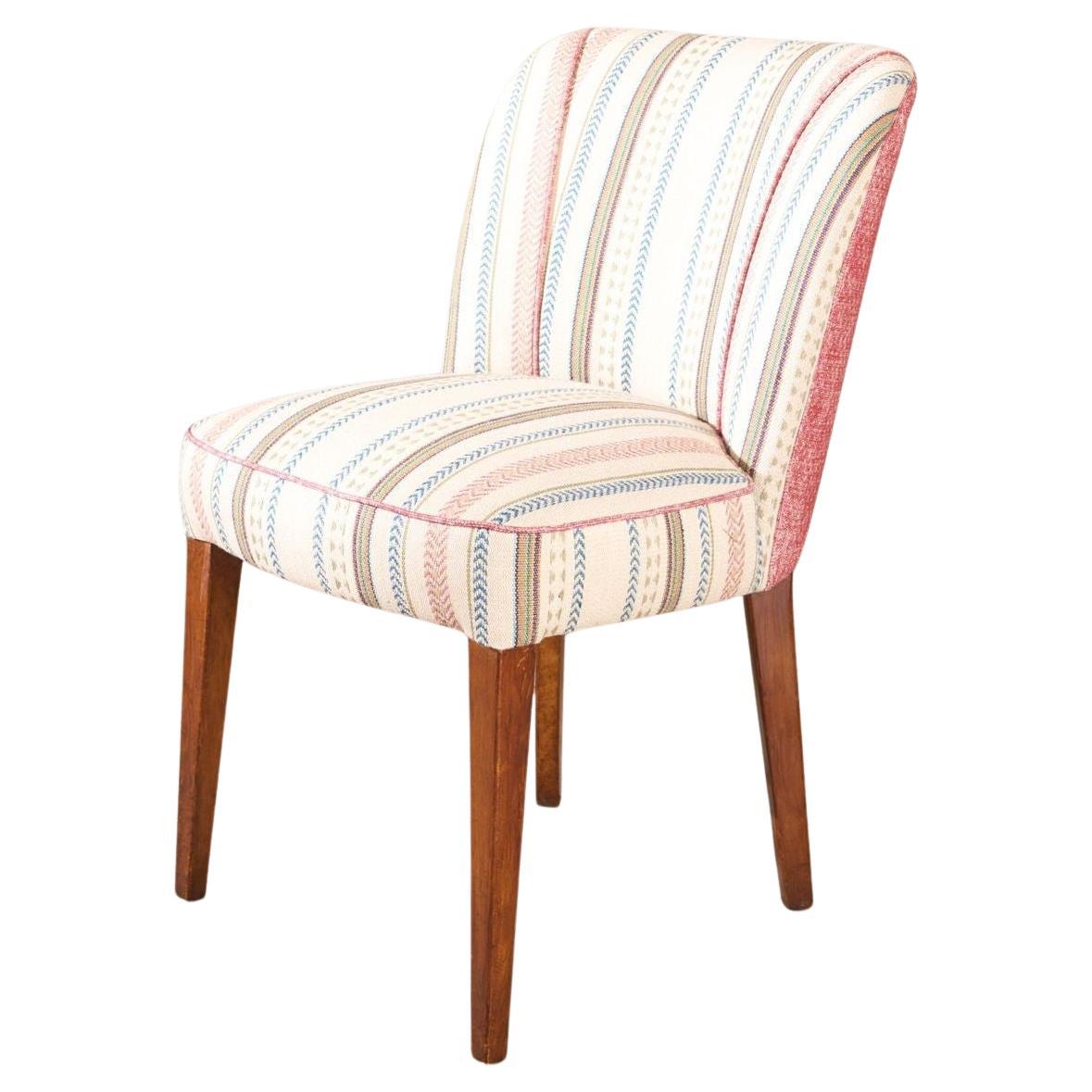 Silla de escritorio de mediados del siglo XX en tela a rayas