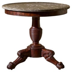 19th century Mahogany and Grey marble Gueridon table