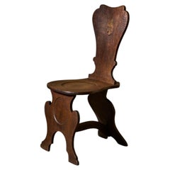 18th century English oak shield back hall chair