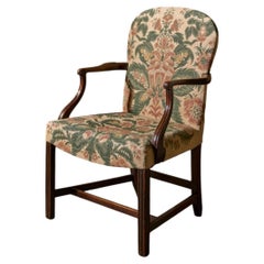 Sedia da scrivania in mogano georgiano rivestita in tessuto tapestry