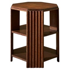 Art Deco limed oak shelved side table