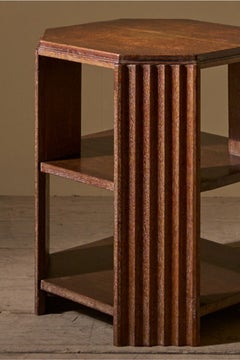 Art Deco limed oak shelved side table