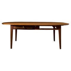 19th century French oak and fruitwood oval dining table