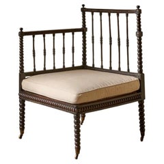 19th century Ebonised bobbin corner chair