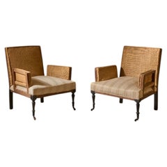 Pair of square sided Napoleon III armchairs