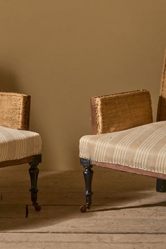Pair of square sided Napoleon III armchairs