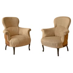 Pair of Napoleon III spoon back armchairs