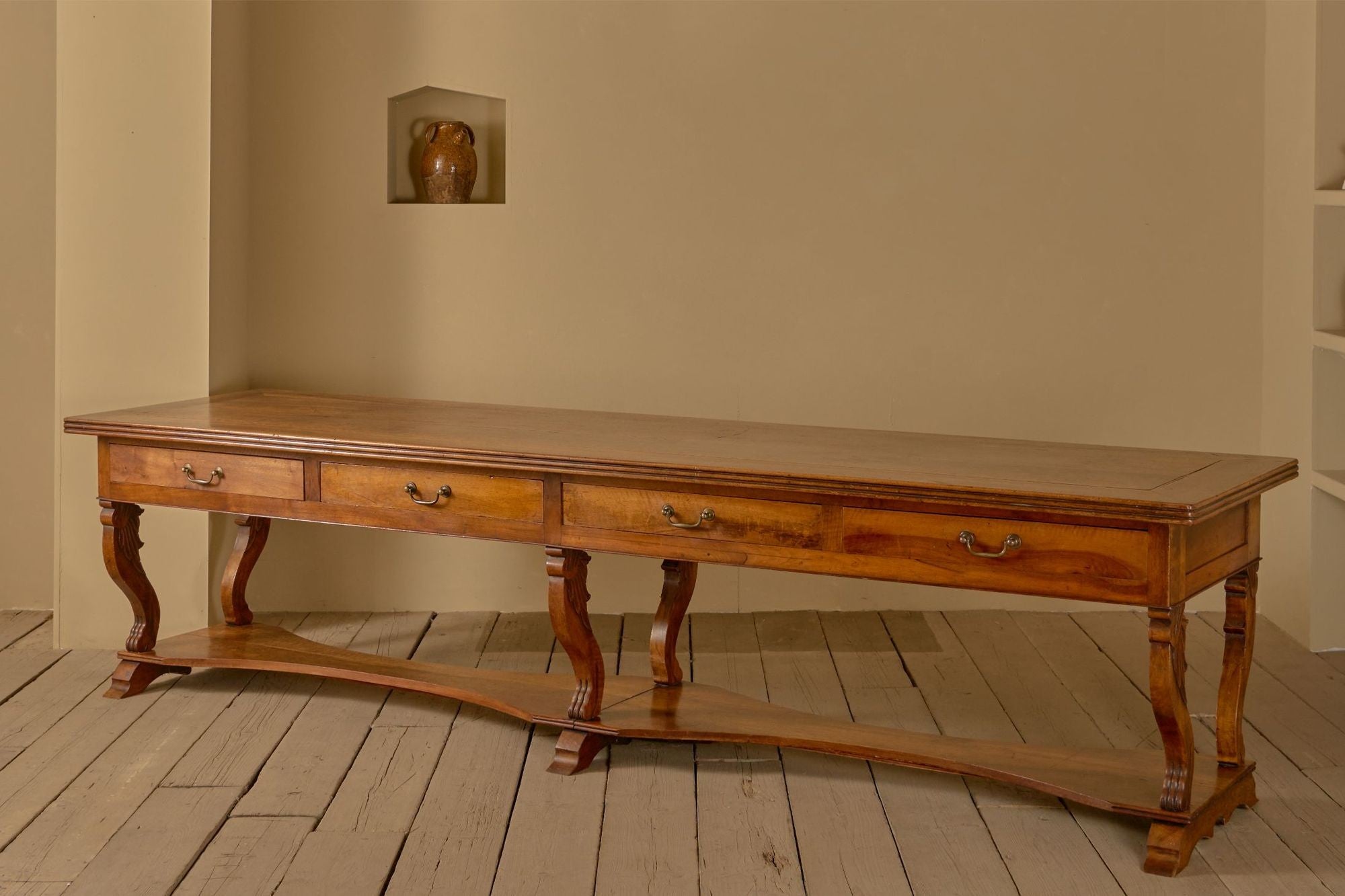 3.3m 19th century Walnut Italian drapers table For Sale at 1stDibs