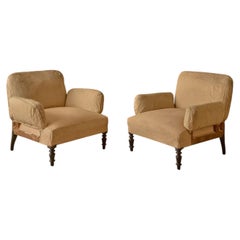Pair of Napoleon III pillow armed armchairs