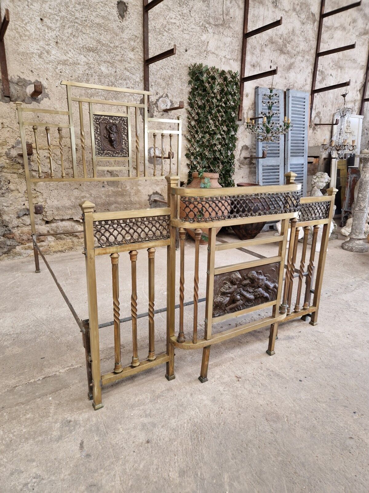 We are delighted to offer for sale this Stunning Liberty Brass Bed

This Antique Italian Brass Bed from the Art Nouveau Period, combines elegance and style with its intricate design and stunning bronzed colour. The rectangular shape of the bed