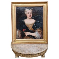 18th Century Double Sided Oil Painting in a Beautiful Gilt Frame 