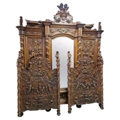 19th Century Renaissance Bedroom Set with King Size Bed