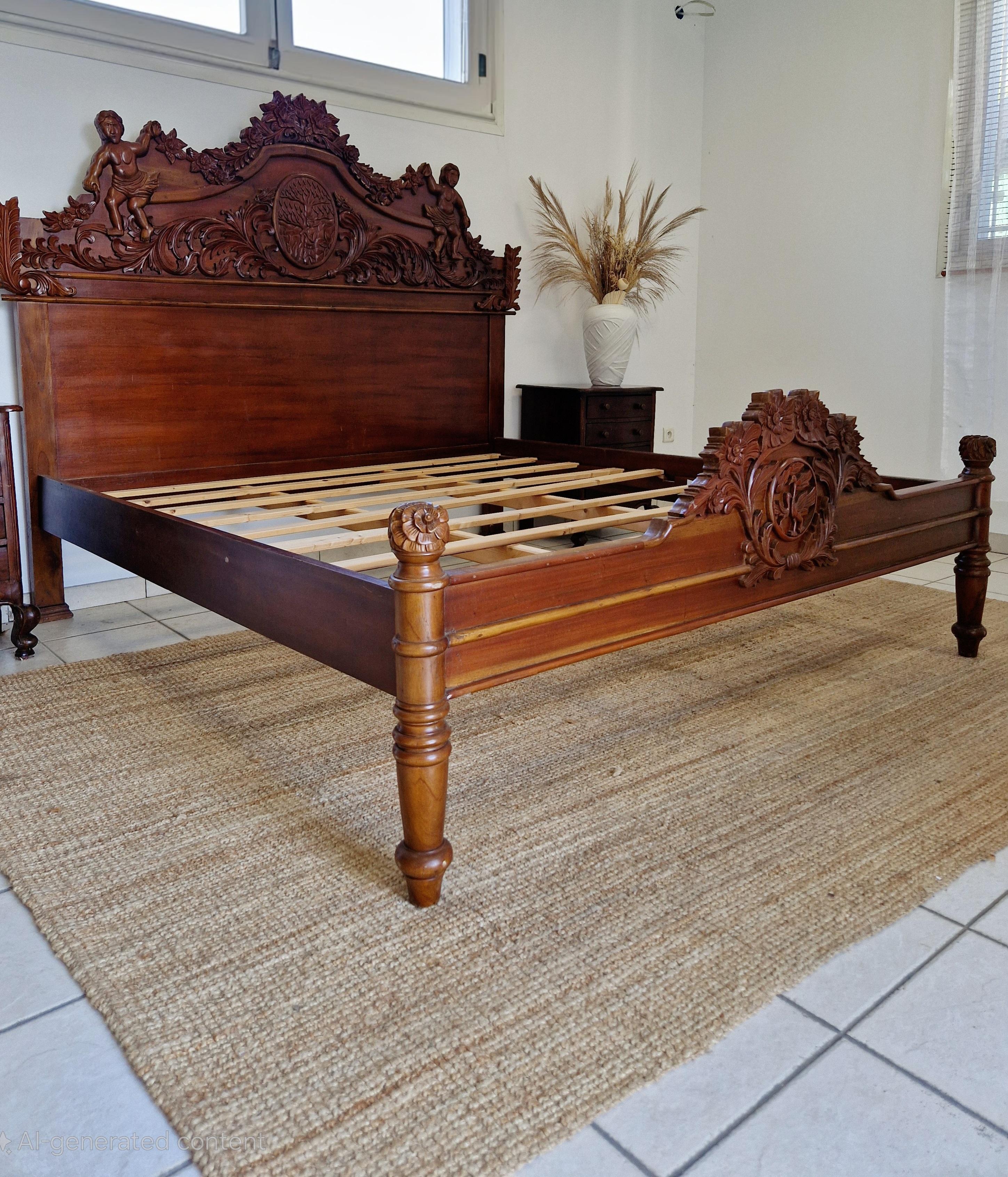 Lit king size et tables de nuit de style Renaissance en vente 10