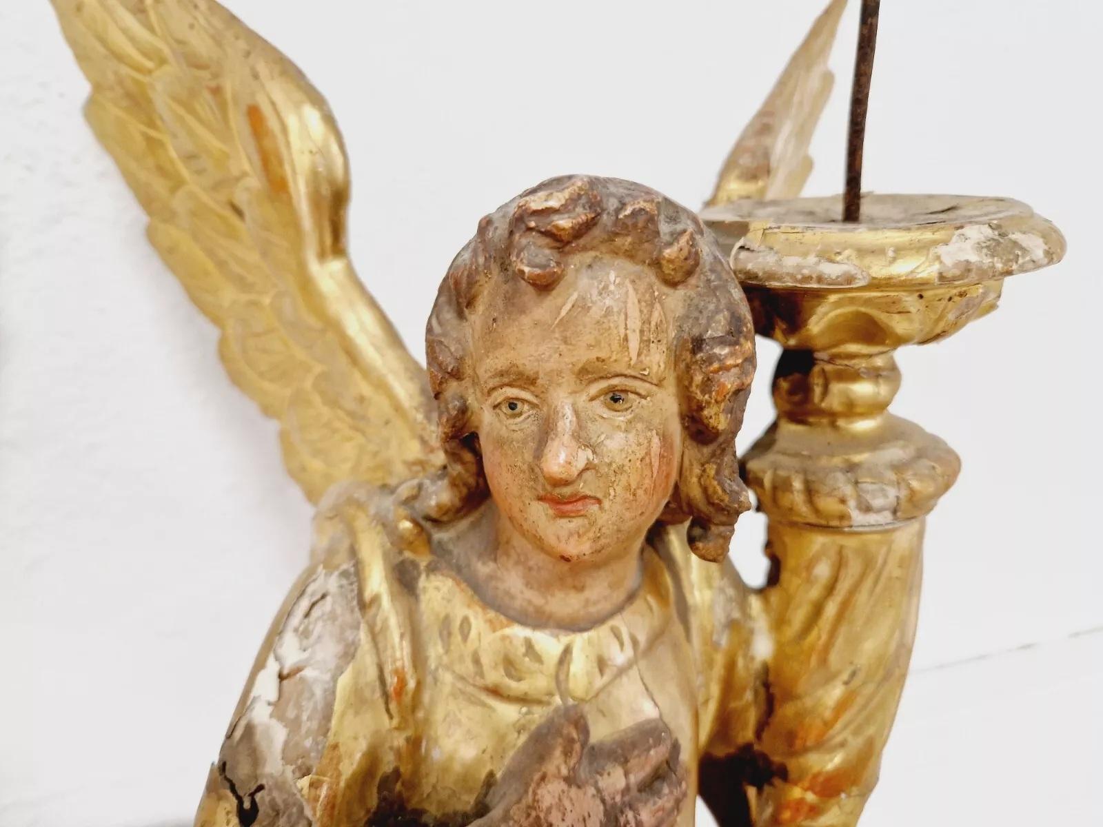 Pair of Antique 18th Century Angel Torch Holders For Sale 1