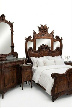Antique Art Deco Italian Liberty Bedroom Set Baroque Chateau Furniture