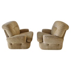 Pair of 1970s Postmodern Italian Club Chairs Saporiti Italia Chenille