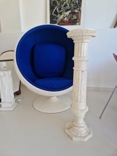 French Marble Pedestal Column in White Louis XV Style