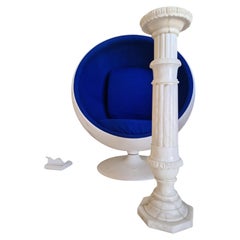 French Marble Pedestal Column in White Louis XV Style