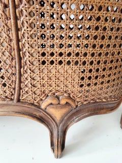 Antique French Cane Demi Corbielle Bed Louis XV Style Full Size