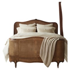 Antique French Cane Demi Corbielle Bed Louis XV Style Full Size