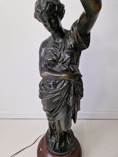 Antique Liberty Table Lamp, Cast Iron & Marble, 1870 France