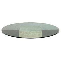 Vintage Travertine and glass dining table