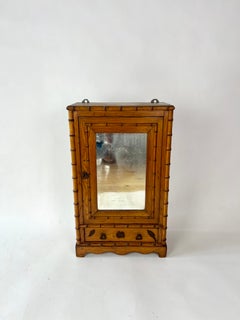 Small vintage French faux bamboo wall cabinet, c.1930-40