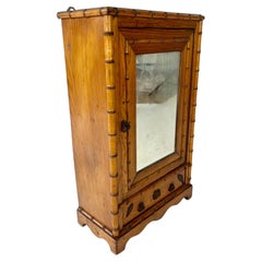 Small vintage French faux bamboo wall cabinet, c.1930-40