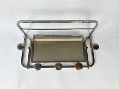 Antique Art Deco coat rack with 5 hooks, mirror and shelf. France c.1920