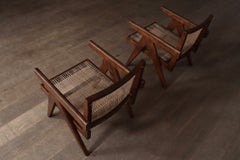 Poltrone Pierre Jeanneret PJ-SI-29-A in teak e vimini, anni '50