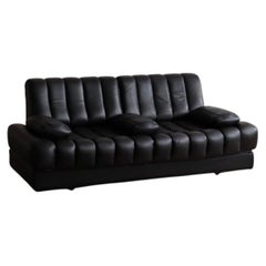 De Sede DS-85 Sofa in Black Leather and Chrome, 1960s