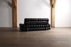 De Sede DS-85 Sofa in Black Leather and Chrome, 1960s