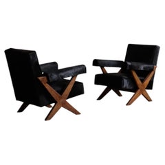 Pair Of Pierre Jeanneret X Leg Lounge Chairs, Chandigarh 1960s