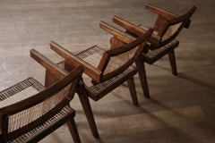 Set of 8 Pierre Jeanneret Office Cane Chairs, India 1950s