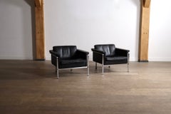 Pair of Horst Brüning Model 6912 Lounge Chairs in Black Leather for Kill Interna