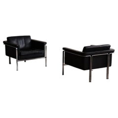 Pair of Horst Brüning Model 6912 Lounge Chairs in Black Leather for Kill Interna