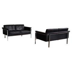 Horst Brüning Model 6912 Two Seater Sofa In Black Leather For Kill International
