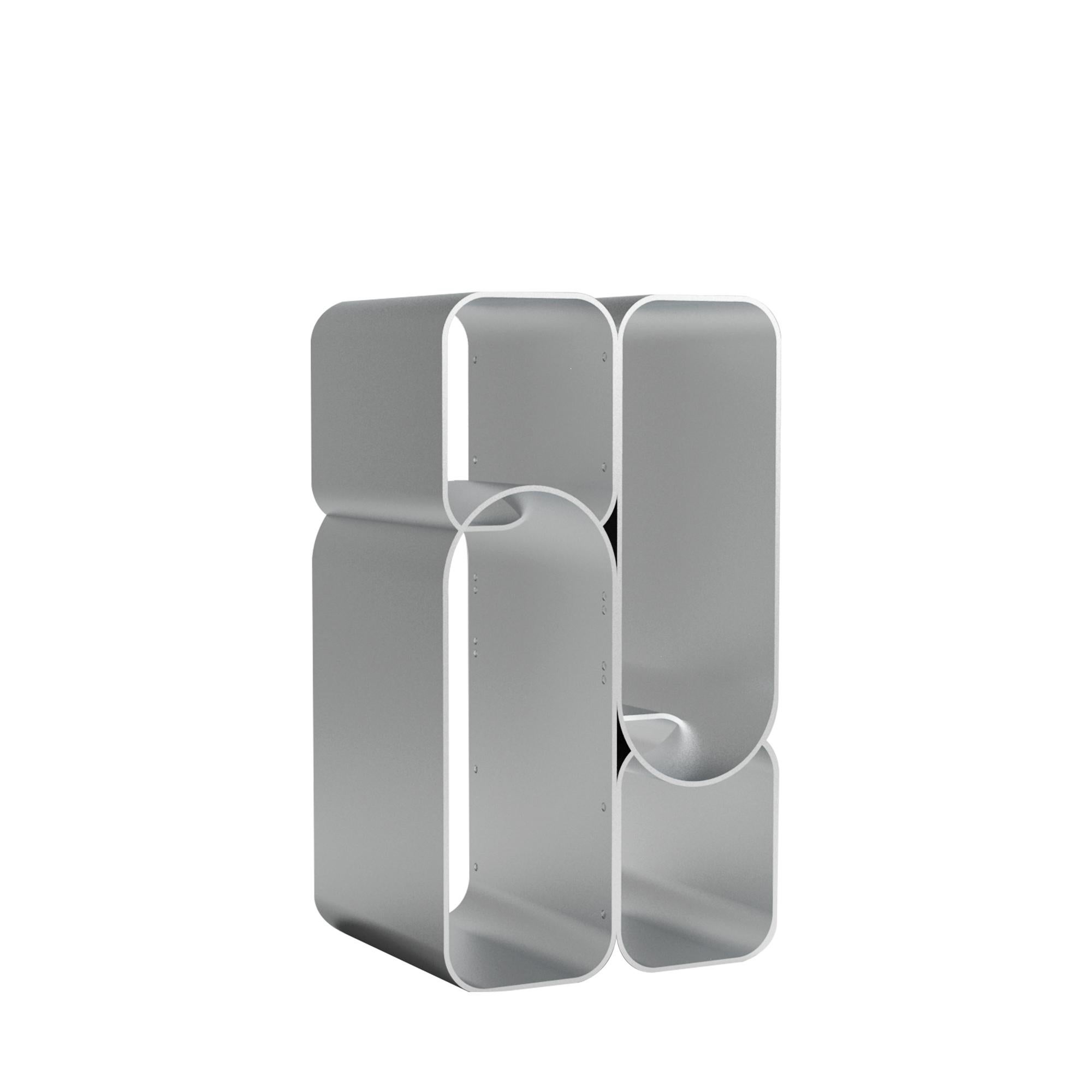 Contemporary Joint Coffee Table from Cadenza, Polished Aluminum, Made to order For Sale
