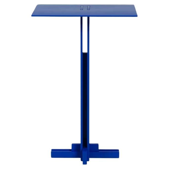 Apex Side Table, Handmade Metal, Modern Look in Ultramarine Blue