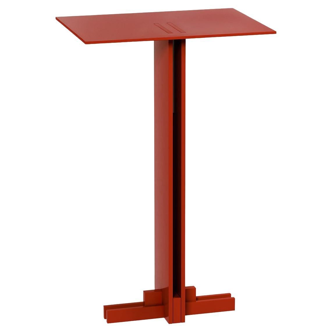 Apex Side Table, Handmade Metal, Modern Look in Red