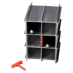 Portabottiglie Core in alluminio con cavatappi, metallizzato