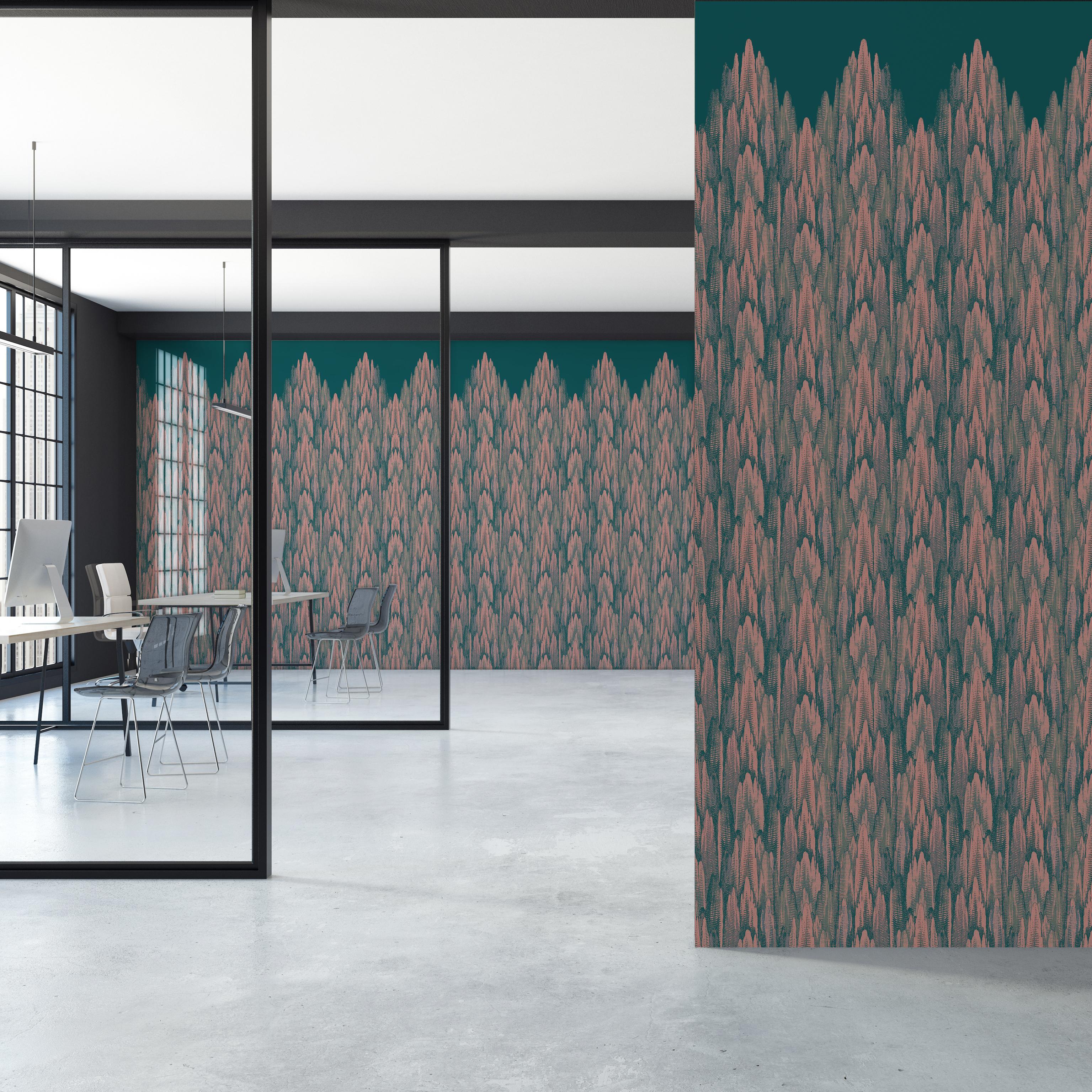 Art Deco Inspired Grey & Green Wallpaper Panels: Grotto Painshill In New Condition For Sale In AMSTERDAM, NH